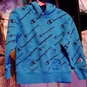 Champion Kids Hoodie in Blue with Logo Print